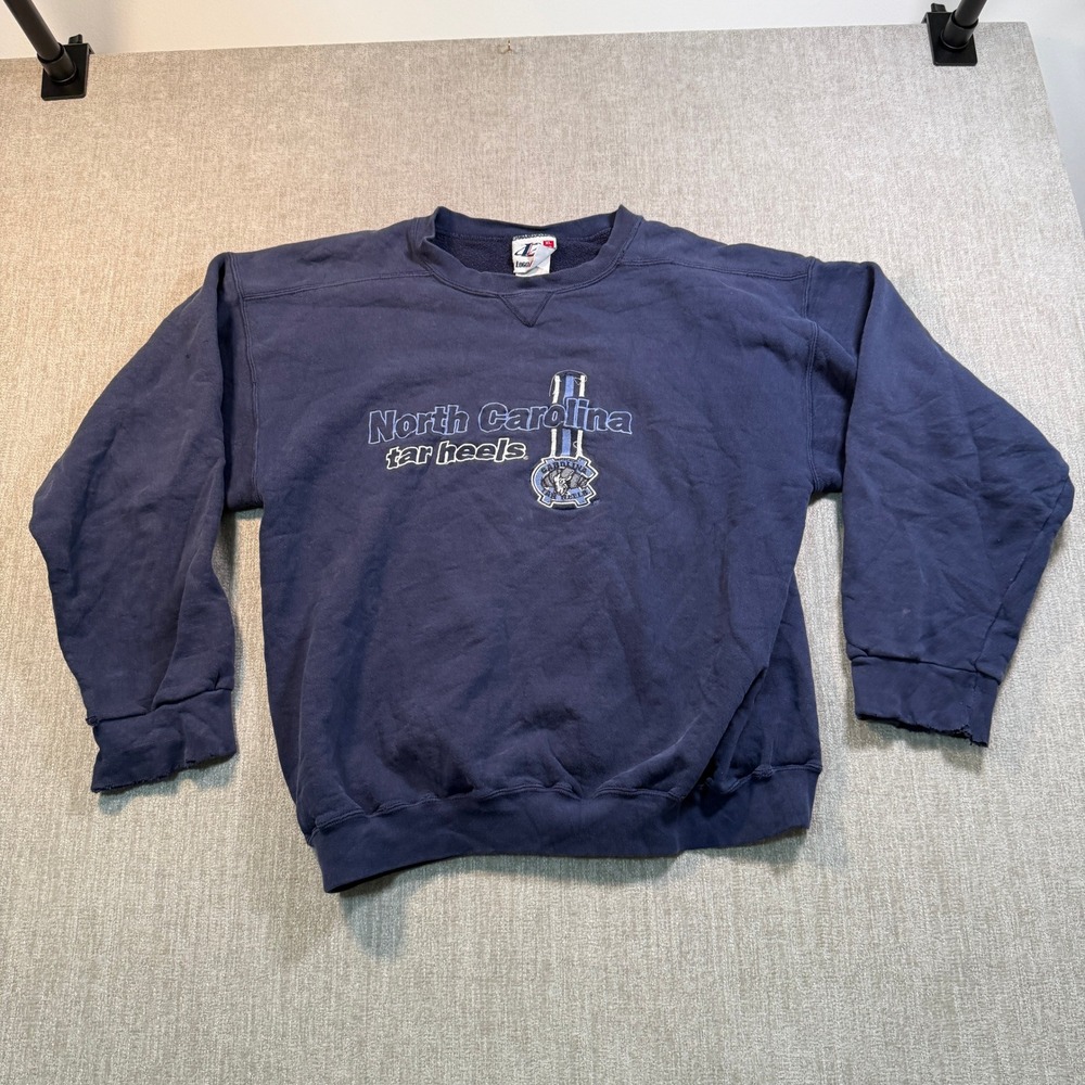 Vintage Logo Athletic North Carolina Tar Heels Sweatshirt Navy Blue XL UNC NCAA